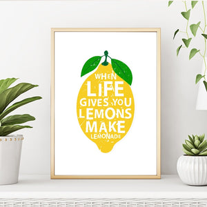 Canvas Painting When Life Gives You Lemons Make Lemonades Quotes Art Poster